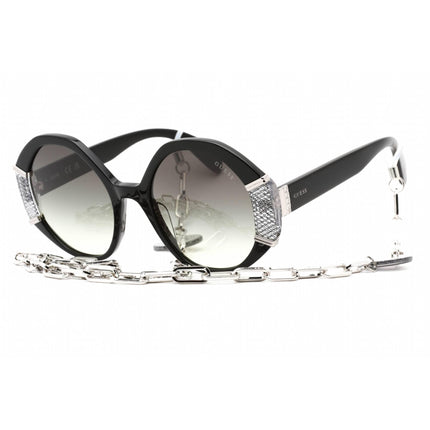 Guess Women's Sunglasses - Full Rim Shiny Black Plastic Round Shape Frame | GU7874 01B ,