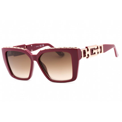 Guess Women's Sunglasses - Full Rim Shiny Bordeaux Plastic Rectangular | GU7915 69G ,