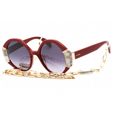 Guess Women's Sunglasses - Full Rim Shiny Bordeaux Plastic Round Frame | GU7874 69B ,