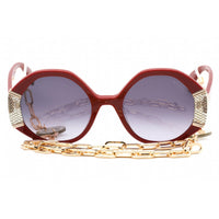 Guess Women's Sunglasses - Full Rim Shiny Bordeaux Plastic Round Frame | GU7874 69B ,