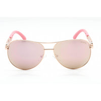 Guess Women's Sunglasses - Full Rim Shiny Rose Gold Metal Aviator Frame | GU7295 28G ,