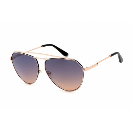 Guess Women's Sunglasses - Full Rim Shiny Rose Gold Metal Aviator Shape | GU7783 28Z ,