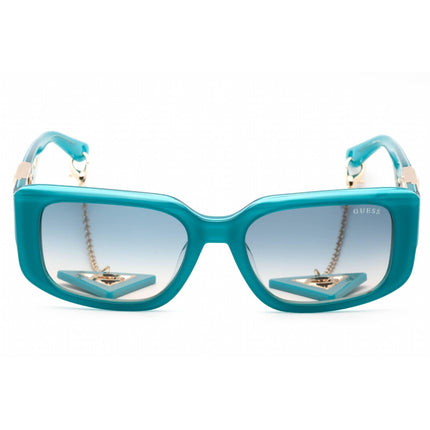 Guess Women's Sunglasses - Full Rim Shiny Turquoise Rectangular Frame | GU7891 87W ,