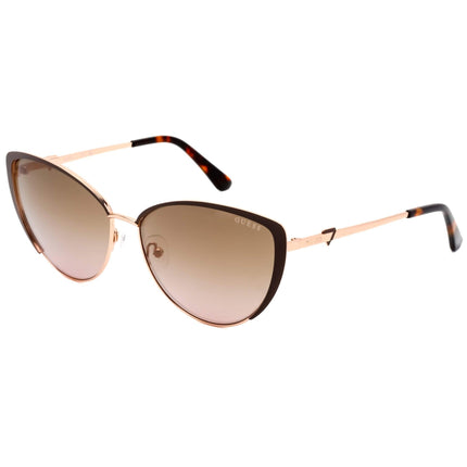 Guess Women's Sunglasses - Shiny Dark Brown Cat Eye Full-Rim Metal Frame | GU7744 48G ,
