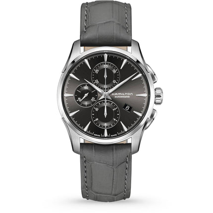 Hamilton Men's Automatic Watch - Jazzmaster Chrono Grey Cow Leather Strap | H32586881 ,