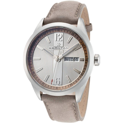 Hamilton Men's Watch - Broadway Day Date Quartz White Dial Grey Strap | H43311915 ,