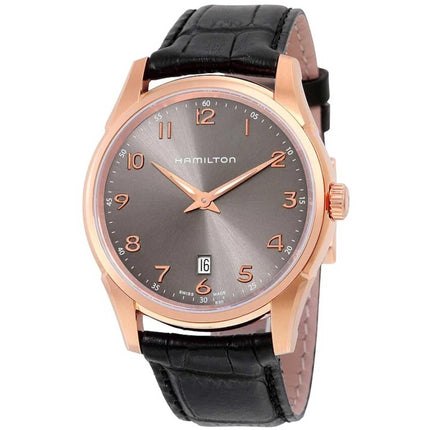 Hamilton Men's Watch - Jazzmaster Thinline Grey Dial Black Leather Strap | H38541783 ,