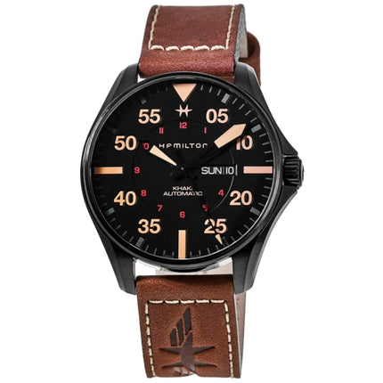 Hamilton Men's Watch - Khaki Aviation Pilot Day Date Auto Black Case | H64705531 ,