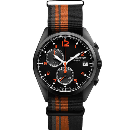 Hamilton Men's Watch - Khaki Aviation Pilot Pioneer Chrono Black Dial | H76582933 ,