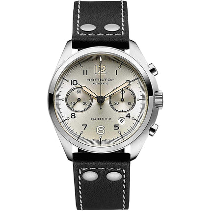 Hamilton Men's Watch Khaki Aviation Pilot Pioneer Chrono Black Strap | H76416755 ,
