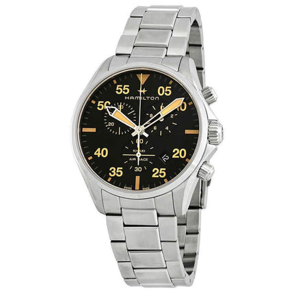 Hamilton Men's Watch - Khaki Aviation Pilot Quartz Black Dial Bracelet | H76722131 ,