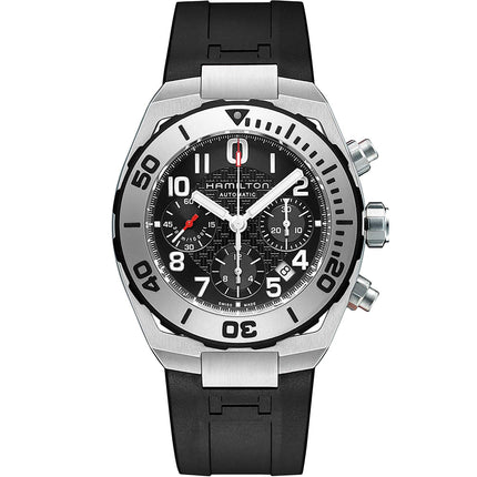 Hamilton Men's Watch - Khaki Navy Chronograph Black Dial Rubber Strap | H78716333 ,