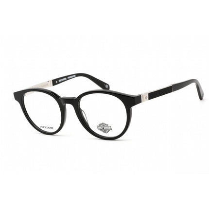 Harley Davidson Men's Eyeglasses - Shiny Black Plastic Round Shape Frame | HD9015 001 ,