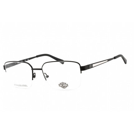 Harley Davidson Unisex Eyeglasses - Rectangular Matte Black Metal Frame | HD0882 002 ,