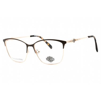 Harley Davidson Women's Eyeglasses - Matte Dark Brown Metal Rectangular | HD0565 049 ,