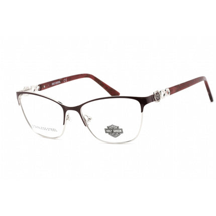 Harley Davidson Women's Eyeglasses - Shiny Bordeaux Metal Cat Eye Frame | HD0553 069 ,