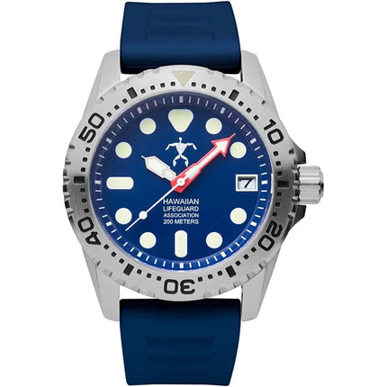 Hawaiian Lifeguard Association Men's Watch - Date Rotating Bezel Blue Strap | HLA 5419 ,