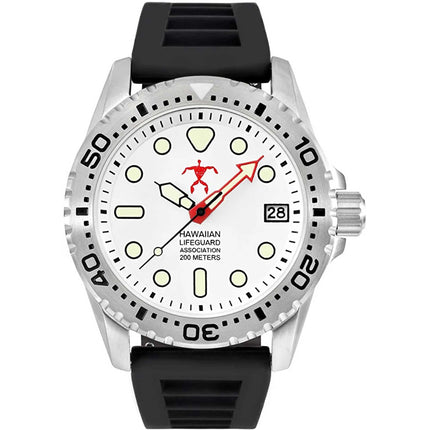 Hawaiian Lifeguard Association Men's Watch - Date Rotating Bezel White Dial | HLA 5404 ,