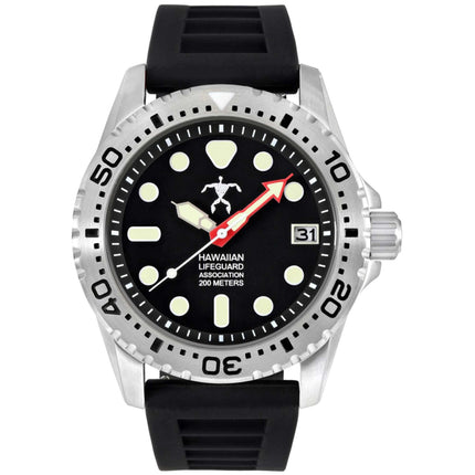 Hawaiian Lifeguard Association Men's Watch - Rotating Bezel Black Dial | HLA 5401 ,