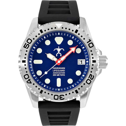 Hawaiian Lifeguard Association Men's Watch - Rotating Bezel Blue Dial Strap | HLA 5405 ,