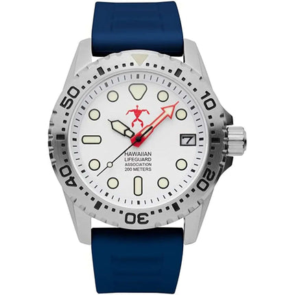 Hawaiian Lifeguard Association Men's Watch - Rotating Bezel Silver Case | HLA 5420 ,