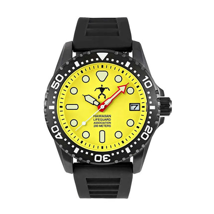 Hawaiian Lifeguard Association Men's Watch - Rotating Bezel Yellow Dial | HLA 5407 ,