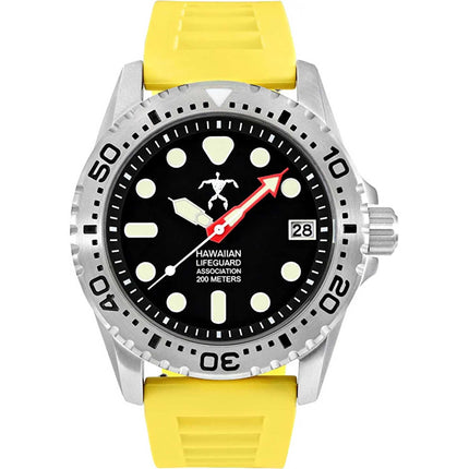Hawaiian Lifeguard Association Men's Watch - Rotating Bezel Yellow Strap | HLA 5403 ,
