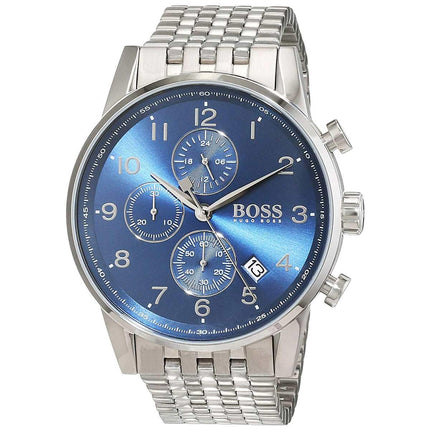 Hugo Boss Men's Chronograph Watch - Navigator Blue Dial Steel Bracelet | 1513498 ,