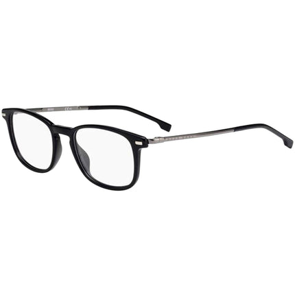 Hugo Boss Men's Eyeglasses - Black and Silver Rectangular Shape Frame | 1022 0807 00 ,