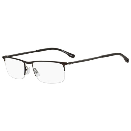 Hugo Boss Men's Eyeglasses - Clear Lens Brown Rubber Rectangular | 0940 02P4 00 ,