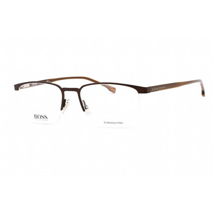 Hugo Boss Men's Eyeglasses - Half Rim Matte Brown Rectangular Frame | 1088 0YZ4 00 ,