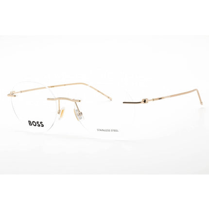 Hugo Boss Men's Eyeglasses - Rimless Gold Metal Round Shape Frame | BOSS 1422 0J5G 00 ,
