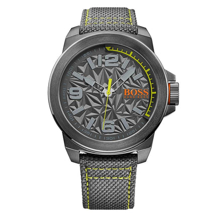 Hugo Boss Men's Strap Watch - Orange Quartz Grey Dial Textile & Leather | 1513344 ,