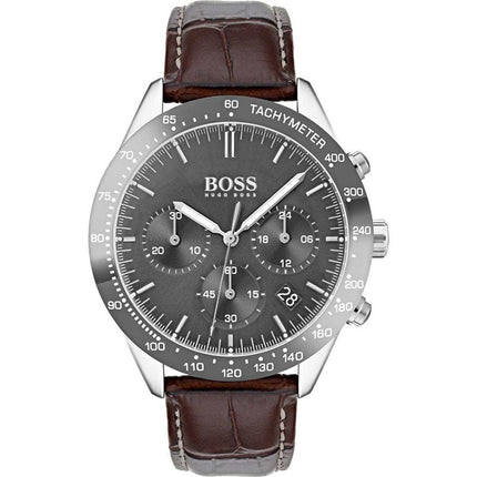 Hugo Boss Men's Strap Watch - Talent Grey Dial Quartz Brown Leather | 1513598 ,