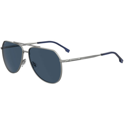 Hugo Boss Men's Sunglasses - Matte Ruthenium Silver and Blue | BOSS 1447/S 0R81 A9 ,