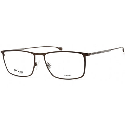 Hugo Boss Unisex Eyeglasses - Matte Brown/Silver Titanium Frame | BOSS 0976 04IN 00 ,