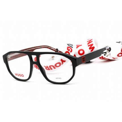 Hugo Men's Eyeglasses - Clear Lens Black Red Plastic Square Frame | HG 1221 0UYY 00 ,