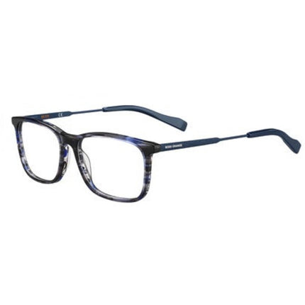 Hugo Men's Eyeglasses - Clear Lens Striped Blue Rectangular Frame | Bo 0307 0AVS 00 ,