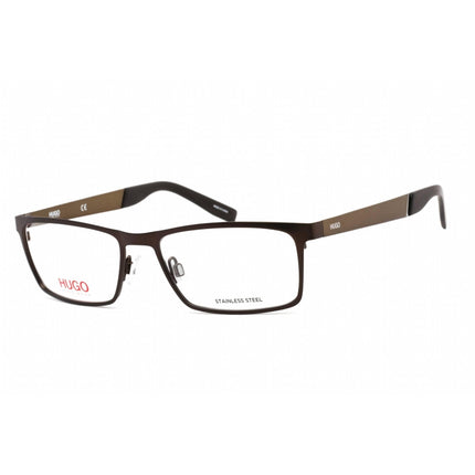 Hugo Men's Eyeglasses - Full Rim Rectangular Matte Brown Metal Frame | HG 0228 0YZ4 00 ,