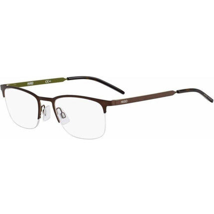 Hugo Men's Eyeglasses - Matt Brown Half Rim Rectangular Frame | HUGO HG 1019 04IN ,