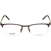Hugo Men's Eyeglasses - Matt Brown Half Rim Rectangular Frame | HUGO HG 1019 04IN ,
