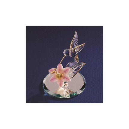 Hummingbird & Lily Glass Figurine ,