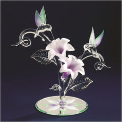 Hummingbirds & Flowers Glass Figurine
