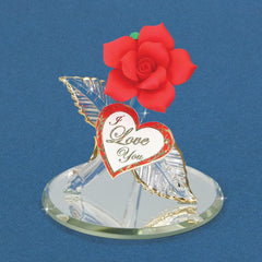 I Love You Red Rose Glass Figurine