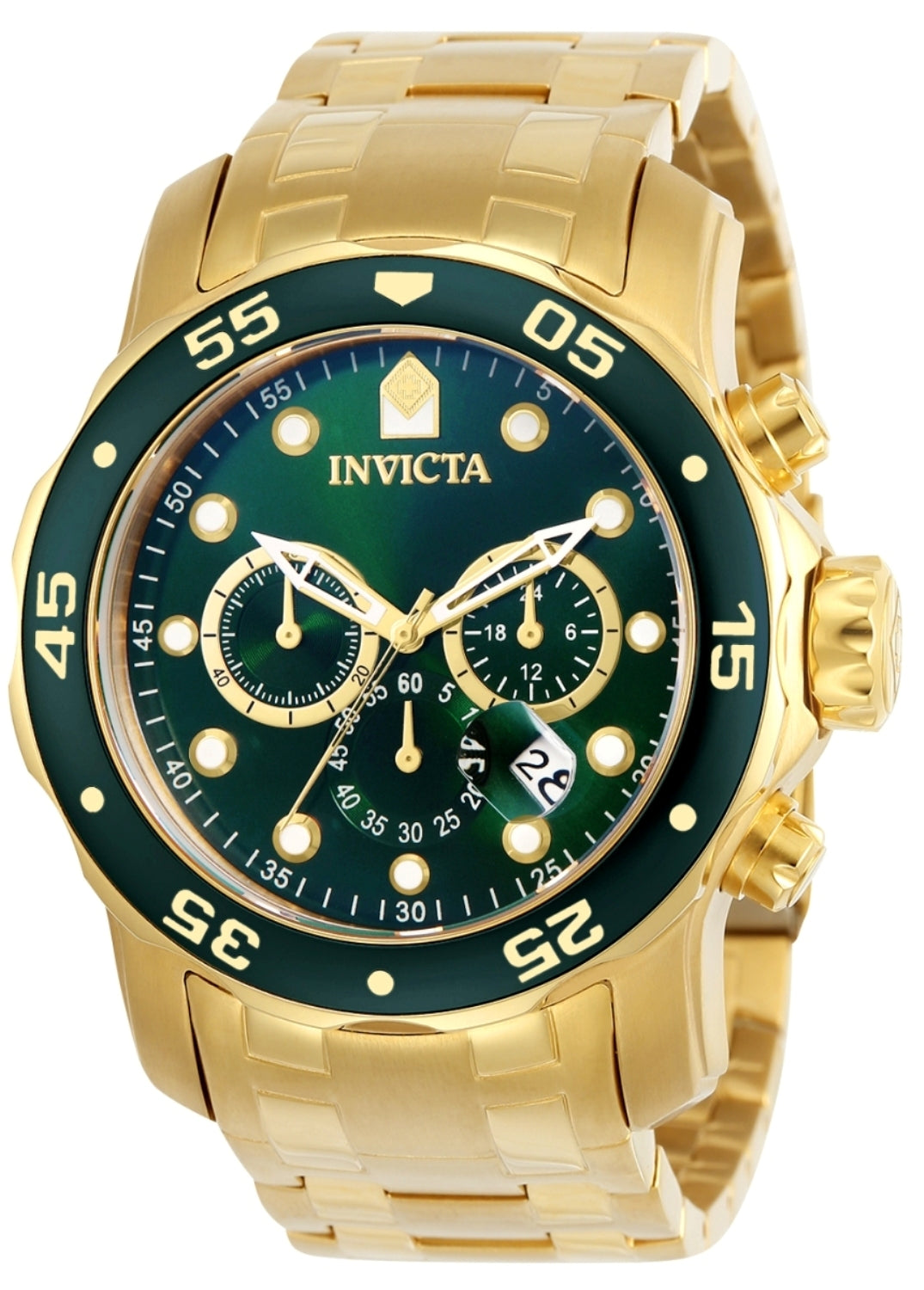 Invicta Men's Pro Diver Chronograph Watch Dial Yellow Gold Ste