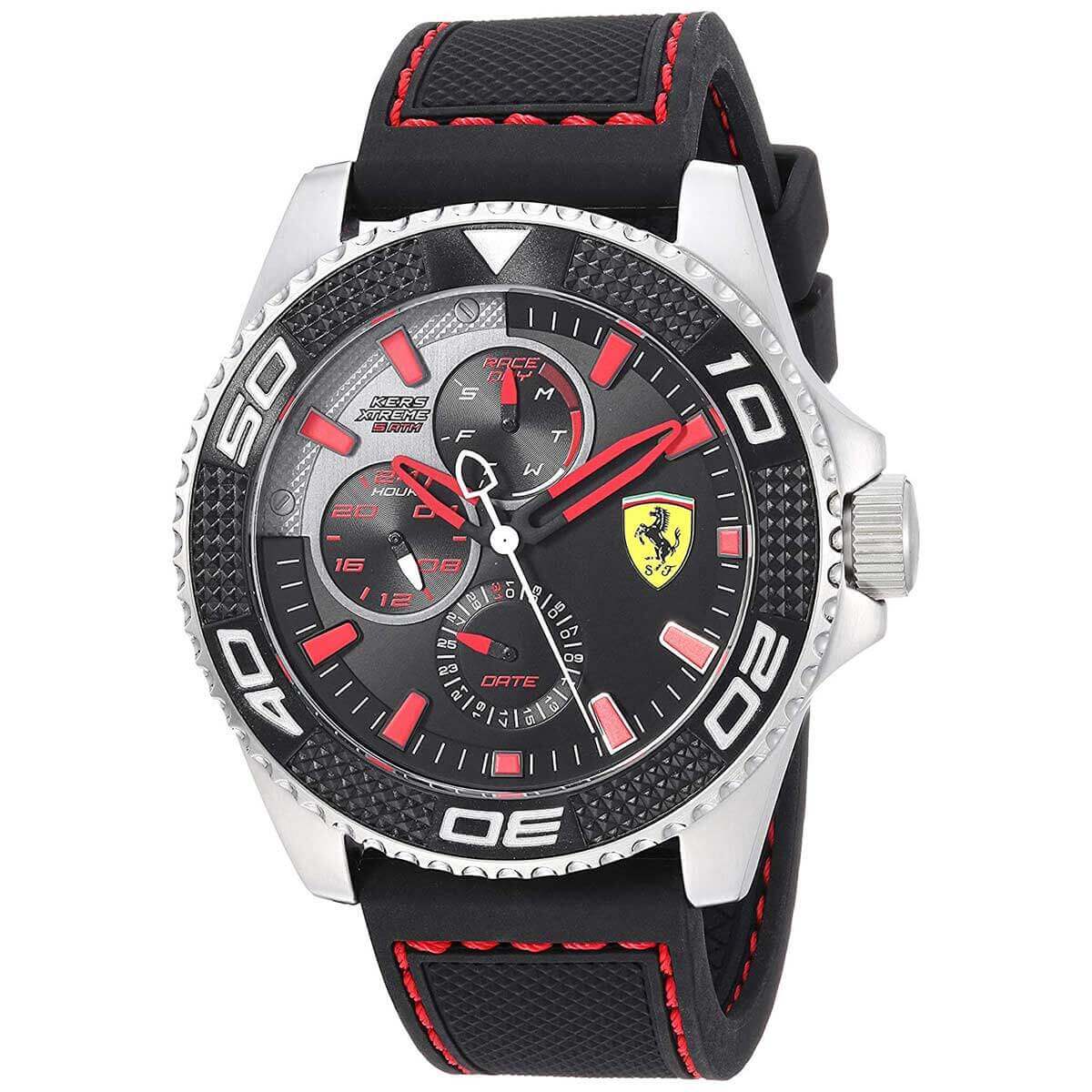 Ferrari Men's Quartz Watch - Kers Xtreme Black and Silver Tone Dial Strap |  0830467