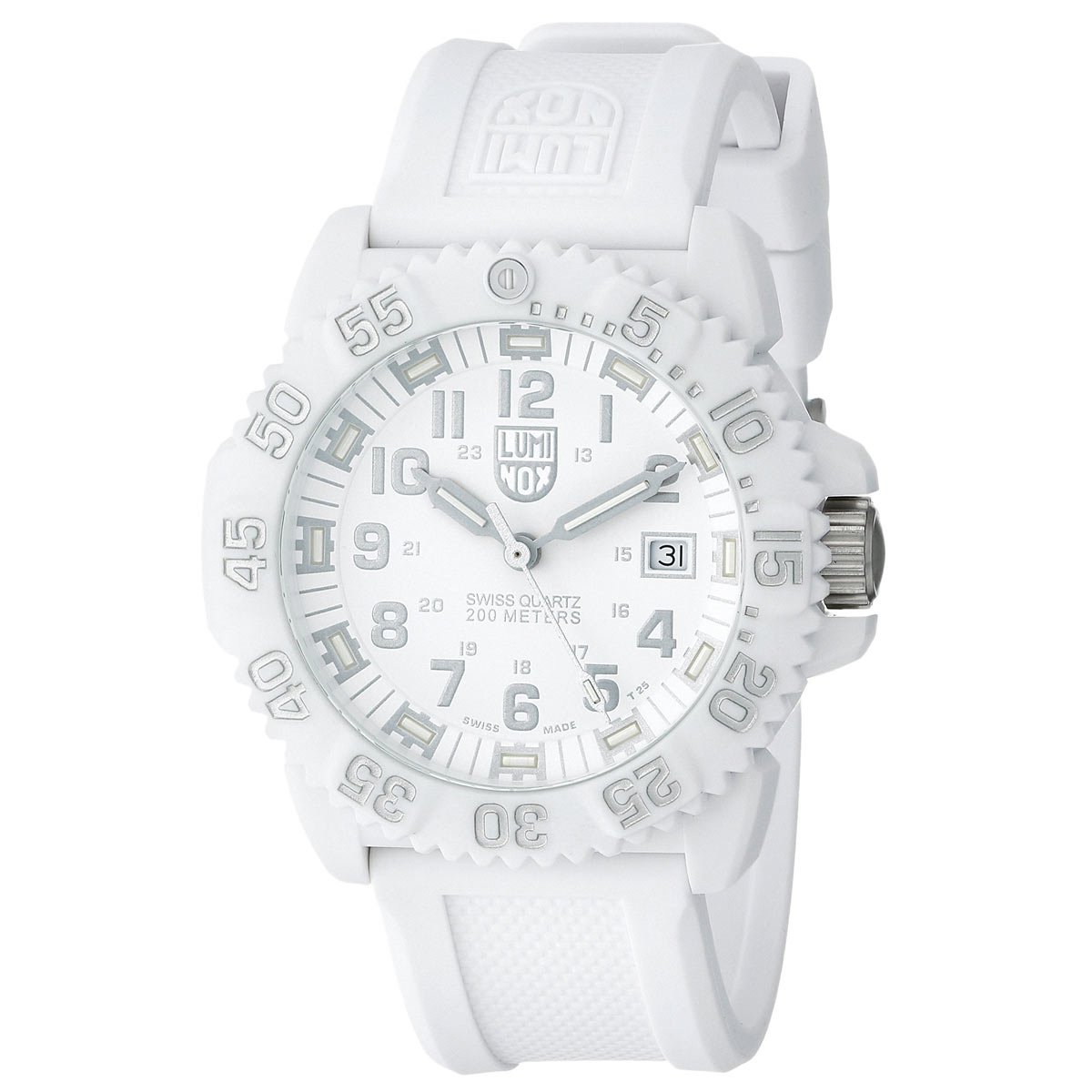 Luminox 3057.WO Men's Navy Seal Colormark White Dial White Silicone Strap  Dive Watch