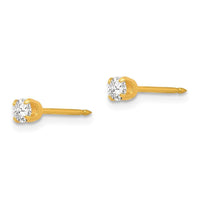 Inverness 14k 3mm April Crystal Birthstone Post Earrings ,