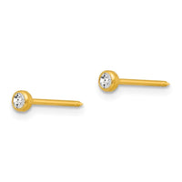Inverness 14k 3mm Bezel Crystal Post Earrings ,