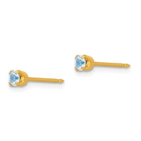 Inverness 14k 3mm March Crystal Birthstone Post Earrings ,
